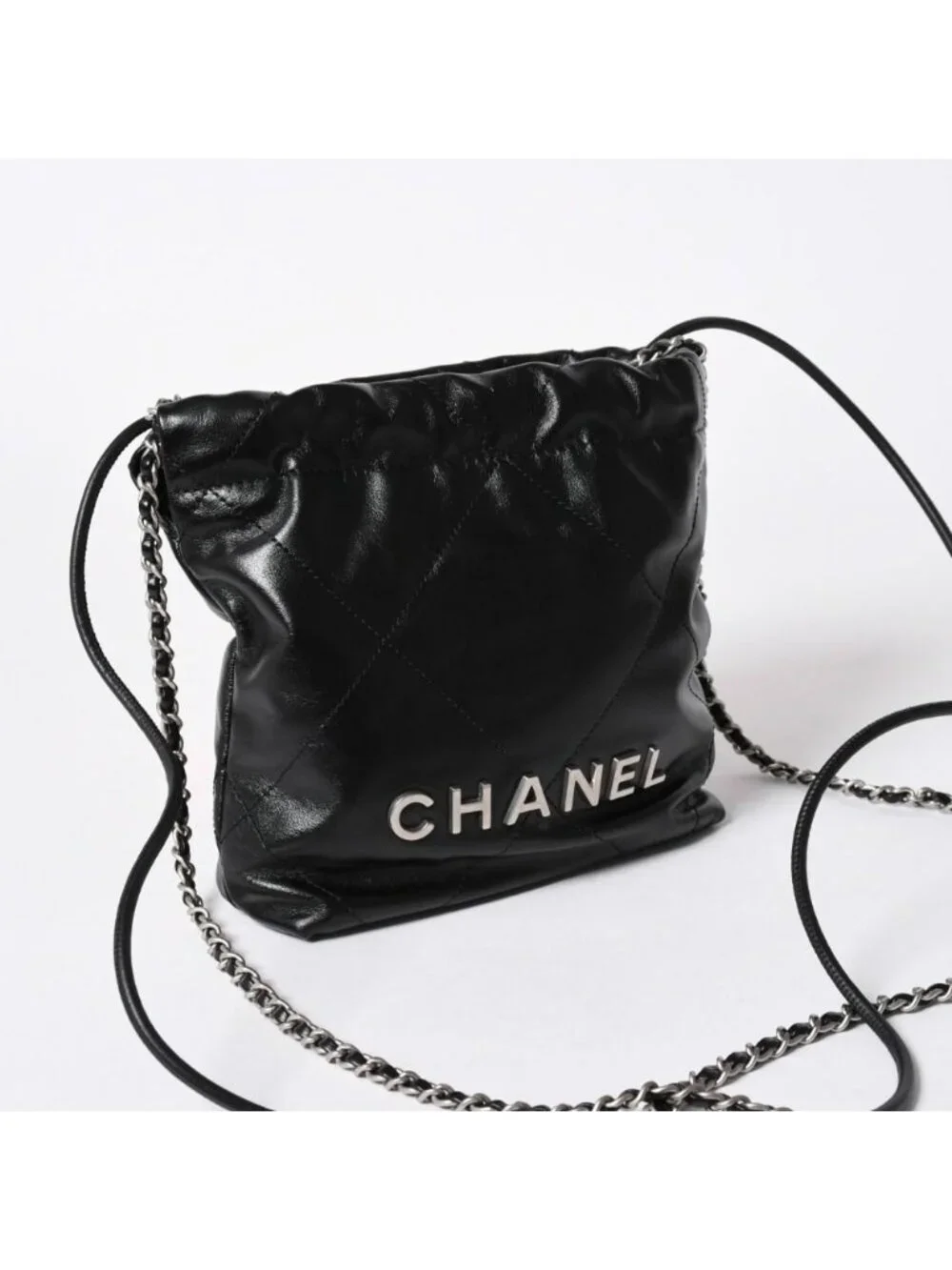 Chanel 22 Mini Bag 2-Way Stand Black Silver